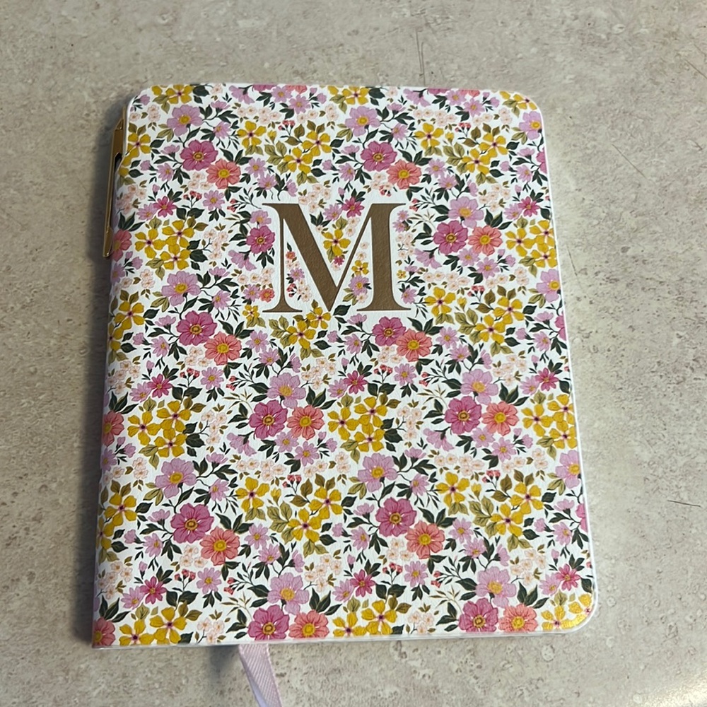 BRAND NEW Floral Monogram Journal in Letter M with side Pen